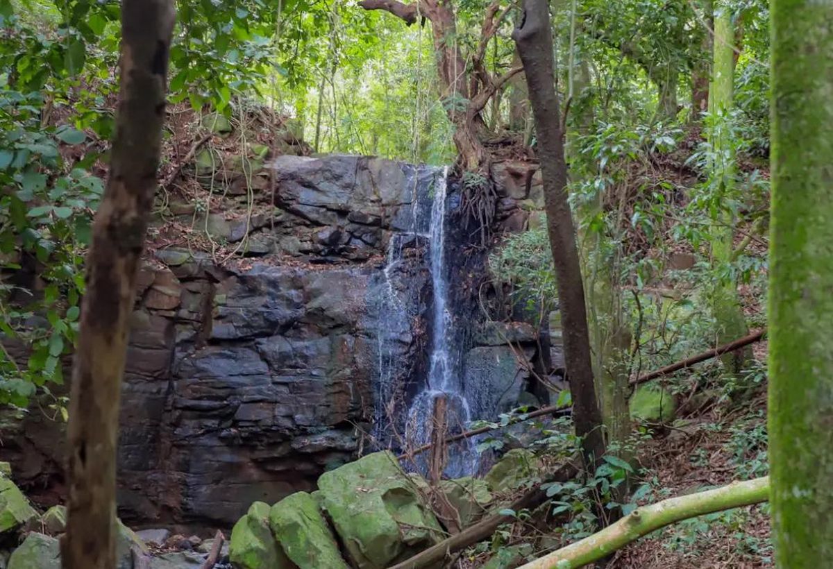 A grande cascata no fim da trilha