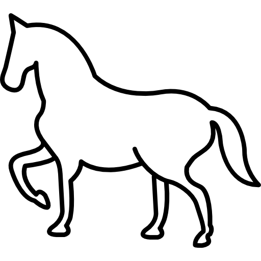 contorno de cavalo caminhando com uma pata frontal levantada